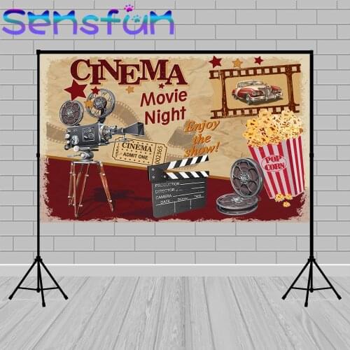 Movie night party decoration photography background cinema vintage theater birthday backdrop photocall photo studio Vinyl