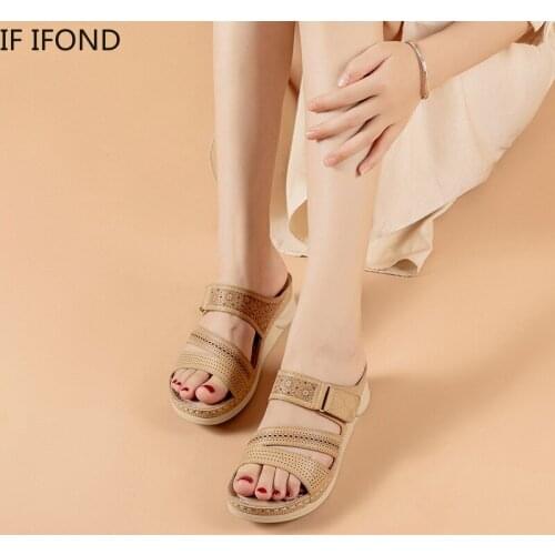 IF IFOND Women Sandals 2021 Womens Summer Open Toe Comfy Sandals Super Soft Low Heels Walking Slides Female Slippers