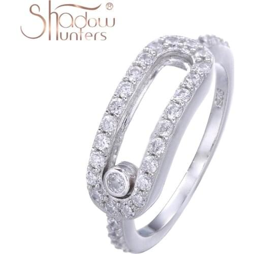 SHADOWHUNTERS Hot Sale Sterling 925 Silver Pave CZ Move Stone Rings For Women Valentieness Day Gift Fashion Jewelry Making