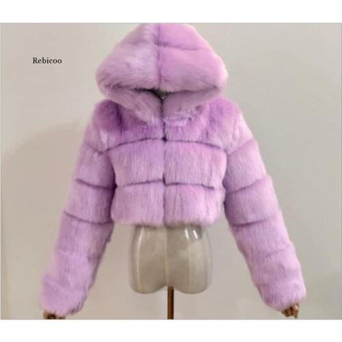 White faux fur coat women black plus size loose irregular hood fur jackets 2020 autumn and winter new fashion warmth coat