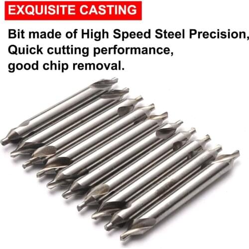 10Pcs 1.5x4mm Double Flutes HSS Center Drill Bits 60 Degree Angle Countersink Drill Bits Tool for Hole Machining Reduces Error