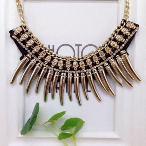 2018 New Arrival Pendant Necklace Hot Wholesale Retro Gold color Skeleton Temperament Short Skull Necklace,2017 XR03