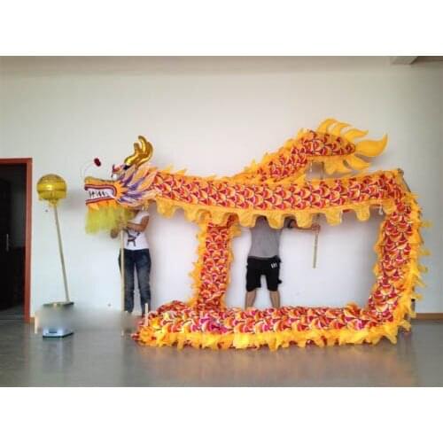 4m Length Size 5 silk print fabric 4 student Chinese DRAGON DANCE ORIGINAL Dragon Chinese Folk Festival Celebration Costume