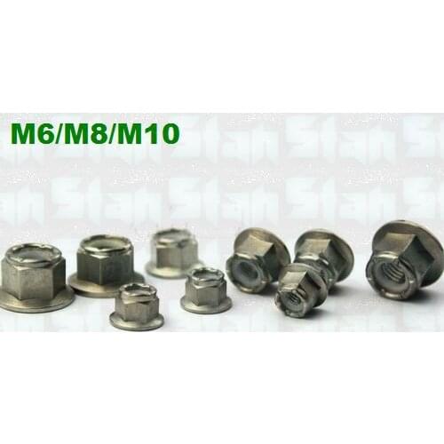 8pcs/lot Titanium alloy Anti-slip nylonf Flange Nut M6 weight 2.5g