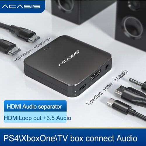 Acasis HDMI-compatible Audio Separator Hdmi To Hdmi+audio Converter Audio Output To Amplifier Speaker 4k Video Audio Separator