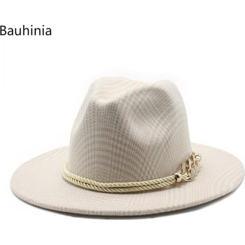 Bauhinia Casual Winter Autumn Woolen Women Men Fedoras Top Jazz Hat European American Round Hats Bowler Caps