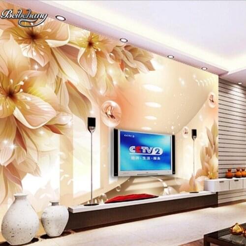 Beibehang Custom large flower space extension TV wallpaper living room bedroom wallpaper wallpaper decorative art wallpaper