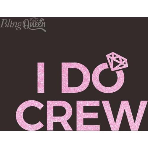 BlingQueen 12PCS/LOT Glitter Vinyl Iron On Patch Applique Heat Vinyl Transfer I Do Crew Design