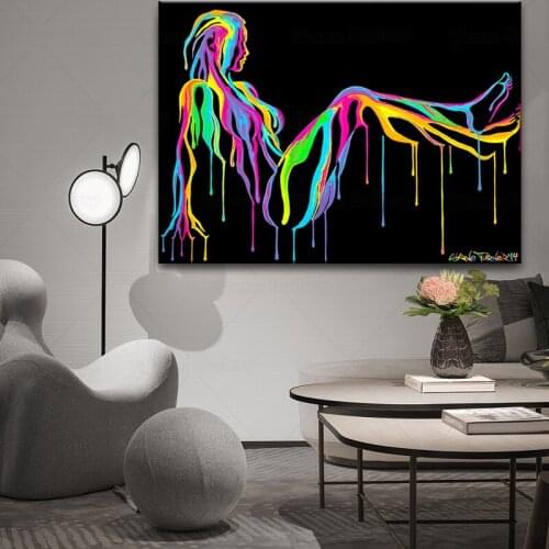 Black Background Colorful Decor Murale Chambre Painting Art On Canvas Modern Pictures for Wall Posters Prints