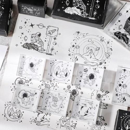 Star night Sky Decoration stamp Transparent acrylic Space astronaut stamps for scrapbooking stationery DIY craft standard seal