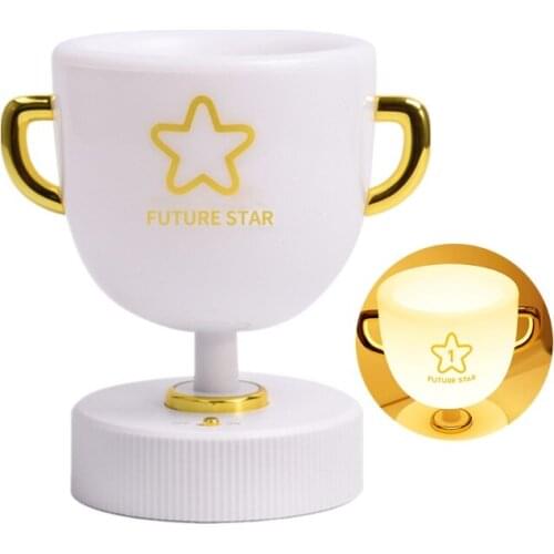 Pen Holder Paint Brush Holder Trophy Shaped Pencil Rack w/ 7 Color Night Light USB Rechargeable for Office Desk Home