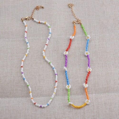 Double Layer Acrylic Beads Handmade Choker Necklace For Women Girl Gift Jewelry Children Kids Multicolor Necklace Accessories