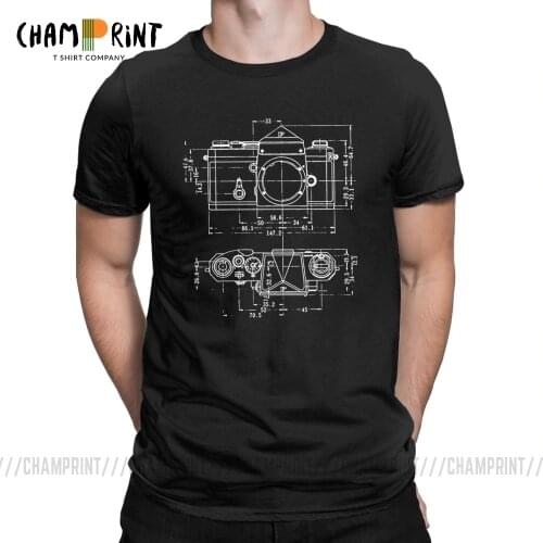 Mens Super Fashion Camera Patent T Shirt For Photographer Pure Cotton Clothing Casual Crew Neck Tees 4XL 5XL 6XL T-Shirts
