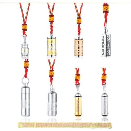 Gawu Box Buddhist Pendant Stainless Steel Shurangama Mantra Braided Rope Mens and Womens Openable Pendants Wholesale N00607