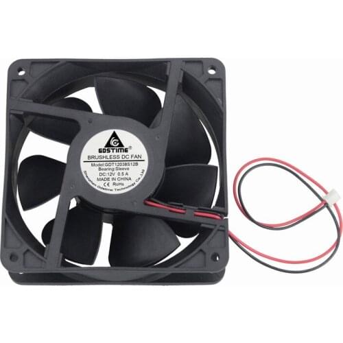 Gdstime 5 Pcs 12-Volt 120mm x 38mm 2Pin DC Brushless Cooling Fan 12V Exhaust Ventilation Motor Cooler Fan 120*120*38mm 12038s
