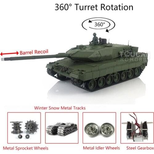 Heng Long 3889 1/16 TK7.0 RC Remote Control Tank Panzer Leopard2A6 Car 360° Turret Barrel Recoil Metal Tracks TH19270-SMT4