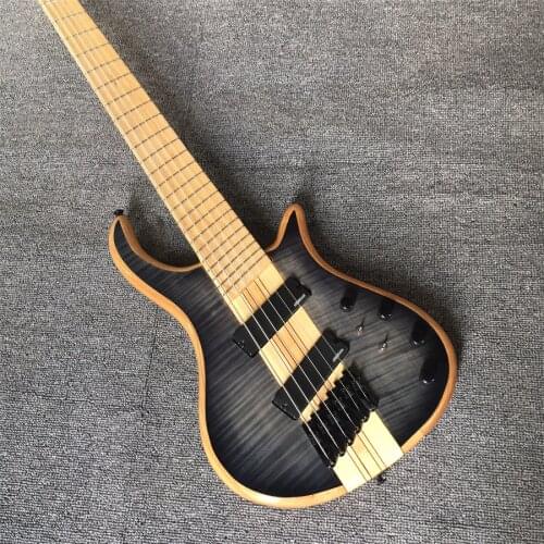 Customized 6-string electric bass, amplification line, active pickup, whole body, real photos, wholesale and retail