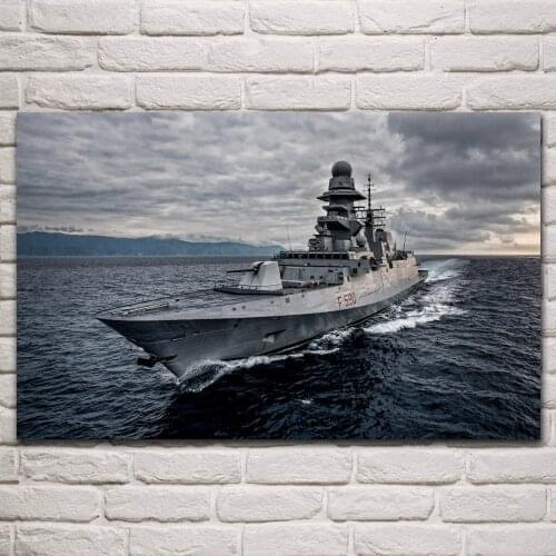 Cool carlo bergamini f 590 Italian frigate navy warships artwork living room home wall art decor wood frame fabric poster KP937