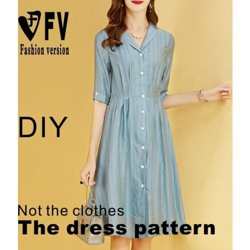 Suit Collar Shirt Sleeve Dress Pattern Garment Sewing Pattern Ladies Long Skirt Pattern BLQ-509