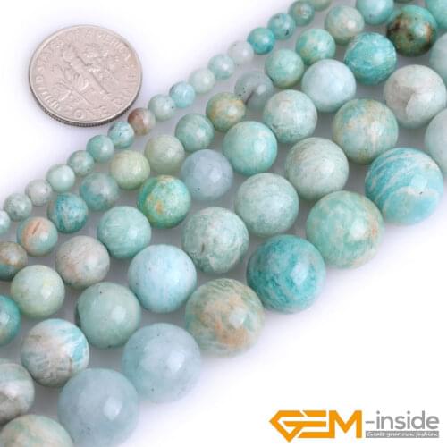 Natural Stone Africa Blue Amazonite Round Beads For Jewelry Making Strand 15" DIY Fashion Jewelry Loose Bead 6mm 8mm 10mm 12mm