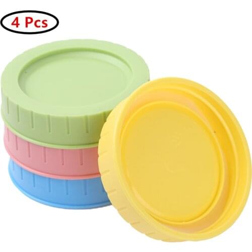 US STOCK 4Pcs 70mm Mason Jar Lids Plastic Leakproof Replacement Caps Lids Silicone Sealing O Rings Canning Drinking Jars Lids