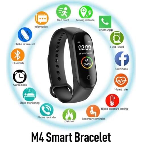 M4 Smartband Fashion Mens Watch Bluetooth Clock Heart Rate Blood Pressure Monitoring Tracker Fitness Wristband watch for women