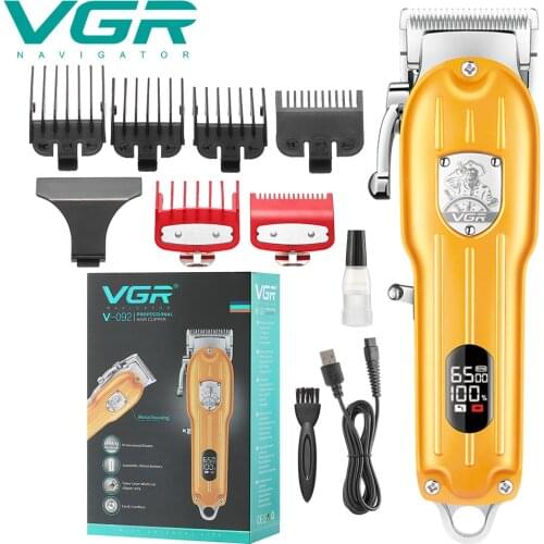 VGR 092 hair trimmer USB rechargeable hair clipper haircut machine oil head clipper push white hair carving 10W powerful LED