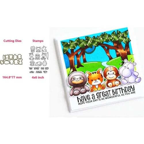 Jungle Animals Plushies Metal Cutting Dies and Stamps for DIY Scrapbooking Embossing Photo Card Making Decor Template new 2020