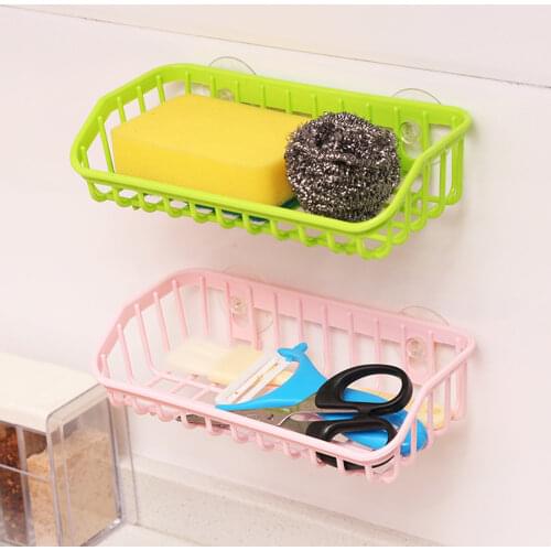 Multifunctional Durable Suction Cup Dishwashing Sponge Holder Hanging Storage Rack Drain Rack Sink Shelf Kitchen Accessories