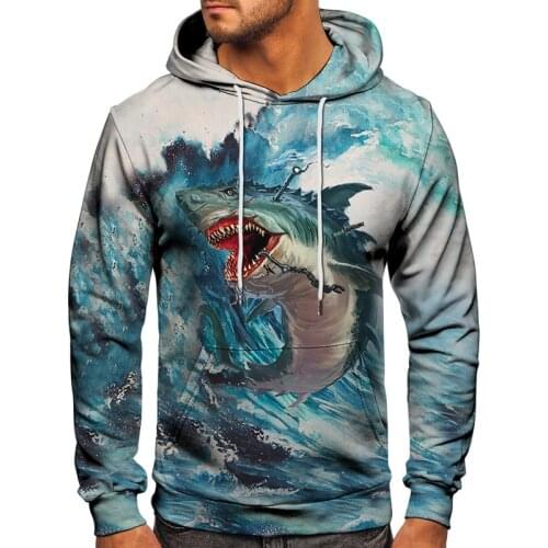 2021 Shark King 3D Printed Mens Hoodie Harajuku Streetwear Autumn Hoodies Sweatshirt Unisex Casual Jacket Tracksuits men cloth