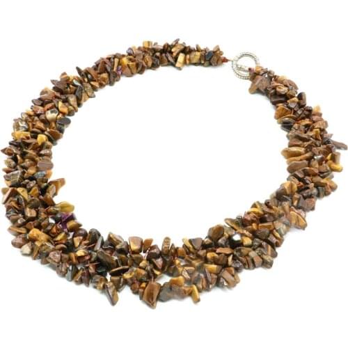 Natural Stone Yellow Tiger Eye Stone 5X7mm Womens Necklace Accessories Festival Gift Banquet Birthday Jewelry 18inch M315