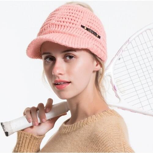 Autumn and Winter Warm Knit and Woolen Hat Womens Wild New Ponytail Baseball Cap Empty Top Hat