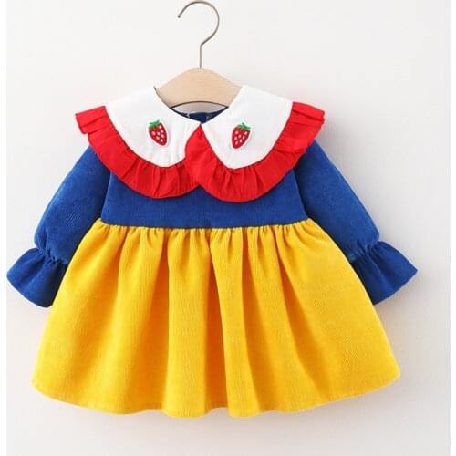 Girls Dresses 2021 Spring and Autumn Korean Style Baby Girl Long-sleeved Dress Baby Solid Princess Dress Toddler Outfits 1-3Y