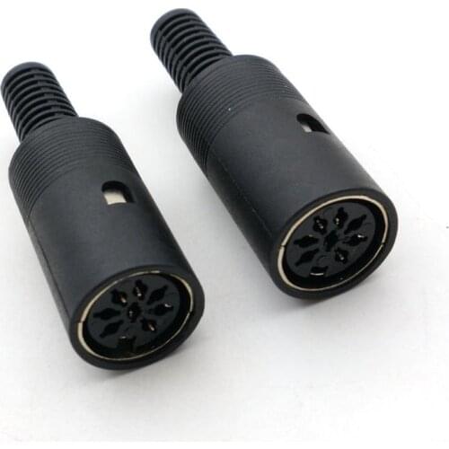 50pcs 8Pin DIN Female Connector with black Plastic Handle