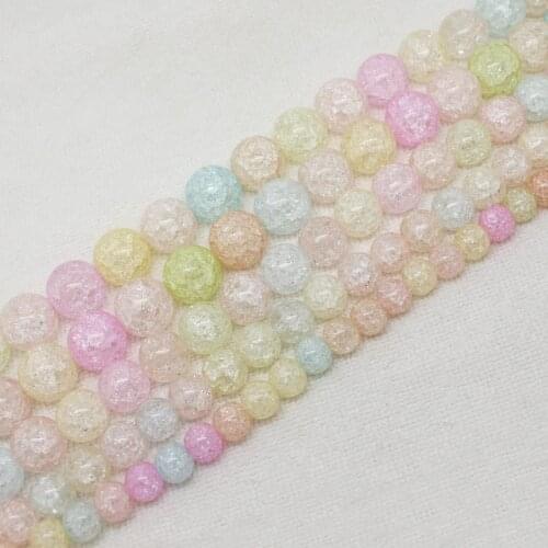 Multi-Color Crackle Quartzs 8-14mm Round Loose Beads 15"/38cm, For DIY Jewelry making ,We provide mixed wholesale for all items