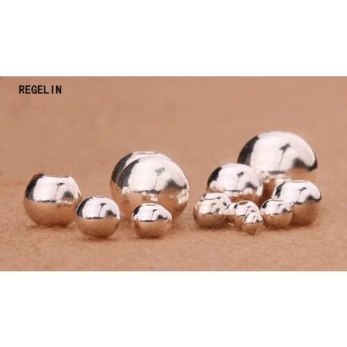REGELIN 5pcs/lot 2/3/4/5/6/7/8mm Outer Size 925 Sterling Silver Round Beads Spacer Beads Ball for DIY Making Necklace/Bracelet