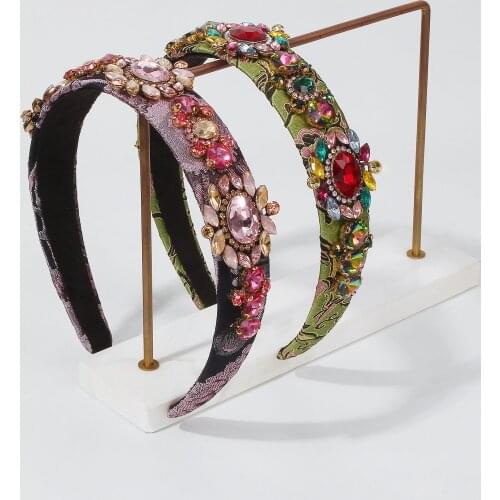 Luxury Retro Embroidery Hair Band For Women Girls Wholesale Jewelry Gifts New Exquisite Rhinestone Flower Ornaments Headband