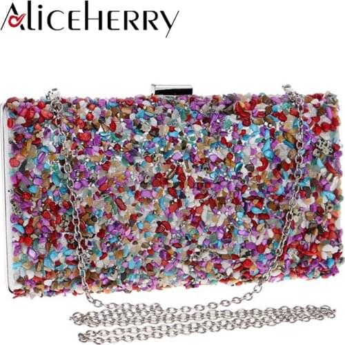 Luxury Handbags Women Bags Designer Colour Stone Box Purses For Prom Bride Wedding Evening Clutch