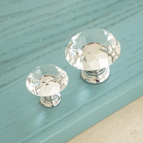 1.26" 1.61" Diameter Crystal Glass Drawer Knobs Furniture Cabinet Door Knobs Metal Bookcase Drawer Knob Modern Decoration