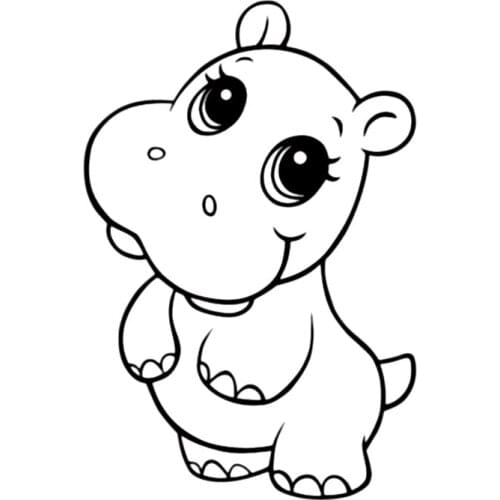 S51700# Various Sizes/Colors Car Stickers Vinyl Decal Cute Hippopotamus Motorcycle Decorative Accessories Creative