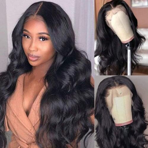 Cheapest 250 Density Body Wave Lace Front Wig Middle Part Lace Front Human Hair Wigs Pre Plucked With Baby Hair For Black Women