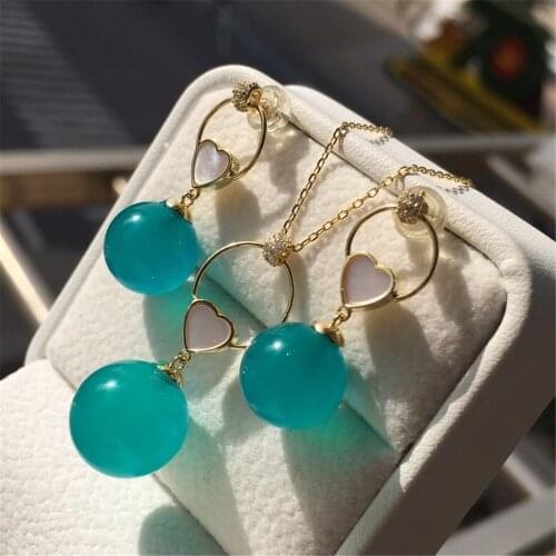 Double Twelve welfare robbery Tianhe stone jelly pendant earrings set made of natural raw stone