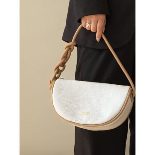 European and American Bags 2021 New First Layer Cowhide Saddle Bag Ladies Luxury Armpit Bag Leather Messenger Retro Shoulder Bag