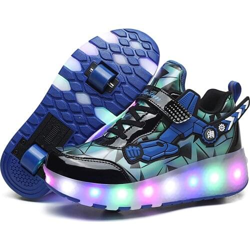 LED Roller Skate Shoes Girls Boys Roller Skates Shoes with Single/Double Wheels Skateboarding Shoes Outdoor Running Sneakers