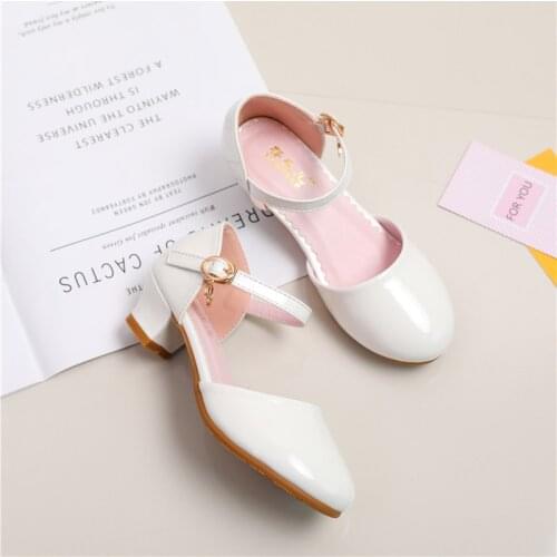 Girls High Heeled Dance Shoes Silver Student Stage Performance Flats Soft Children Princess Wedding Host Shoes