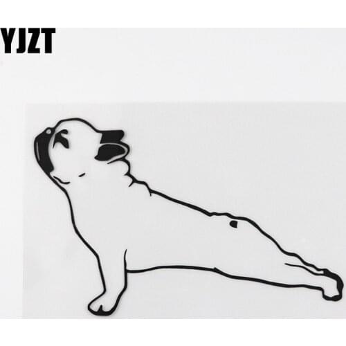 YJZT 13.4CMX8.8CM Dog Bulldog Friend Cheerful Vinyl Car Sticker Black/Silver 8A-0562