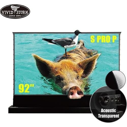 Vividstorm 92 Inch CLR Rollable Electric Floor Screen With Acoustic UST ALR for Laser TV Screen Home Cinema UST High Contrast