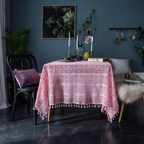 Retro American Knitted Hollow Coffee Table Cloth Dark Green Handmade Crochet Round Tablecloth Shooting Background Cloth LD235