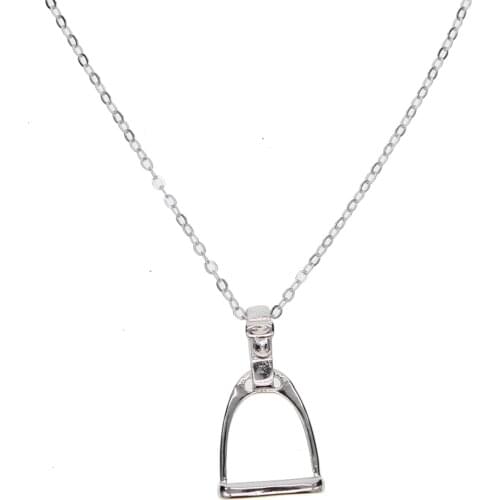 High polish fine 925 sterling silver horse jewelry unique silver Stirrup equestrian necklace