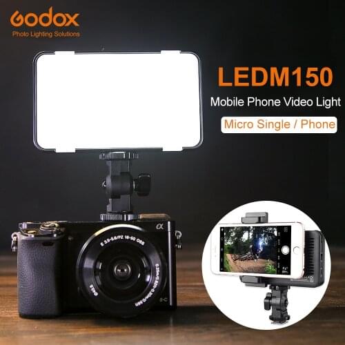 Godox LEDM150 5600K Mobile Phone LED Video Light Bright panel with In-built Battery Rechargeable Battery (USB Power Charge)